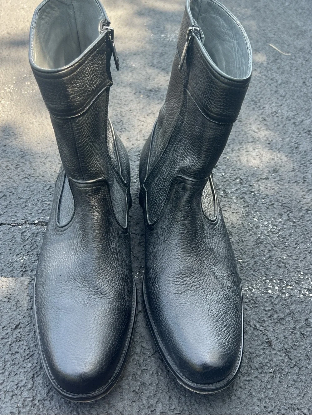 Franco Cuadra Men's Black Leather Zip-Up Boots